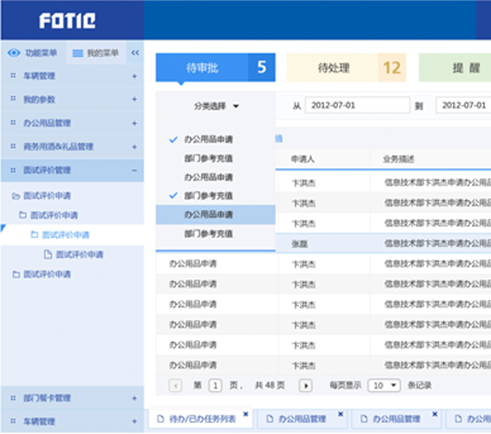 中国信托OA系统用●户界面设计